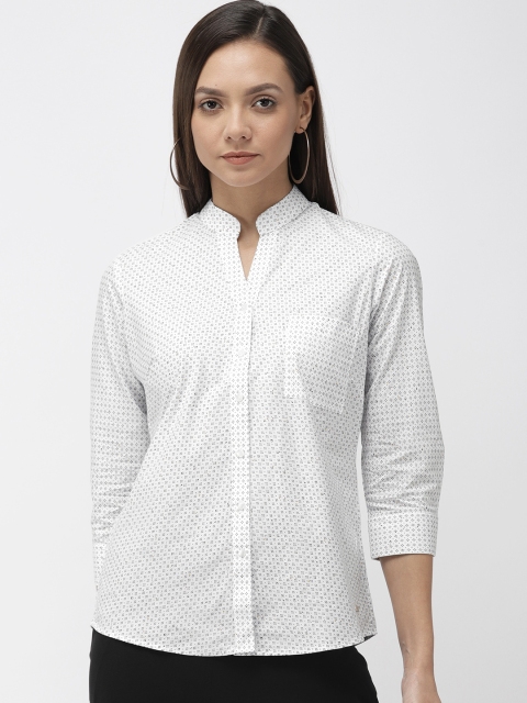 

Park Avenue Women White Slim Fit Printed Formal Shirt