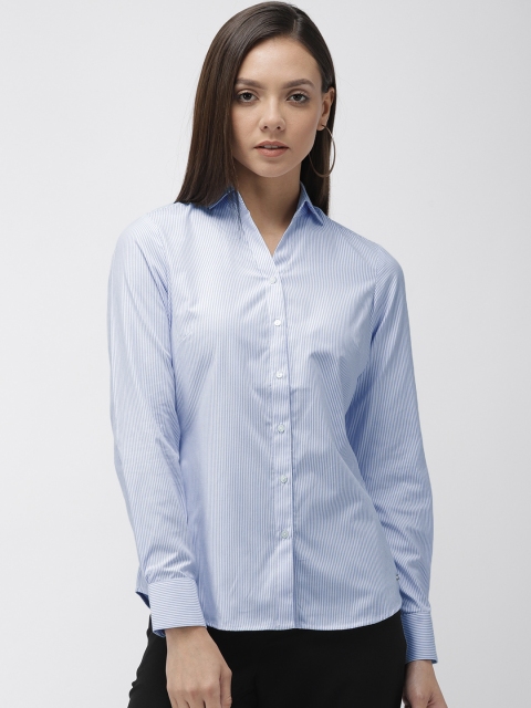 

Park Avenue Women Blue & White Slim Fit Striped Formal Shirt