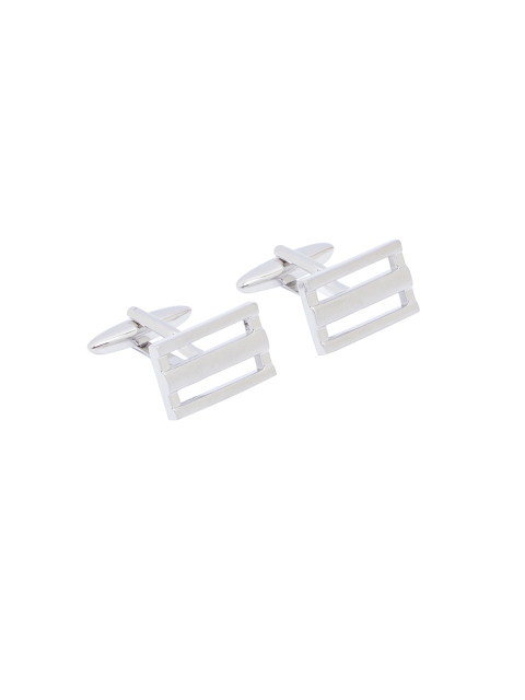 

shaze Silver-Toned Quirky Bars Cufflinks