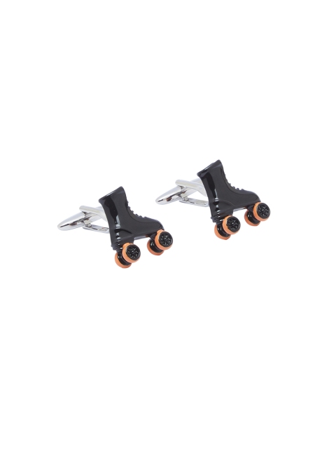 

shaze Silver-Toned Quirky Skater Cufflinks