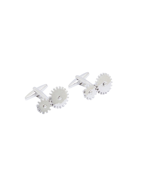 

shaze Silver-Toned Quirky Two Gear Cufflinks