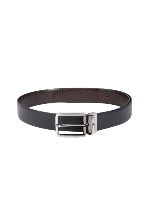 

Tommy Hilfiger Men Black & Brown Textured Reversible Leather Belt