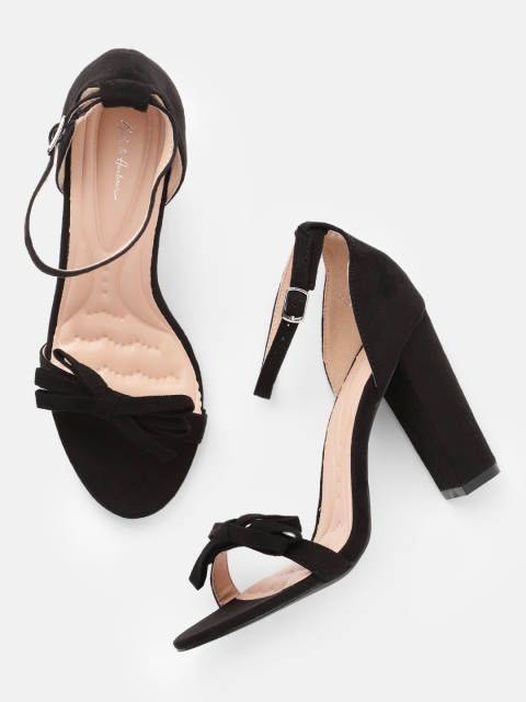

Mast & Harbour Women Black Solid Heeled Sandals
