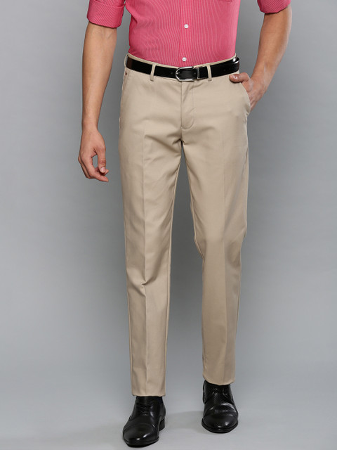 

Louis Philippe Men Beige Slim Fit Solid Formal Trousers