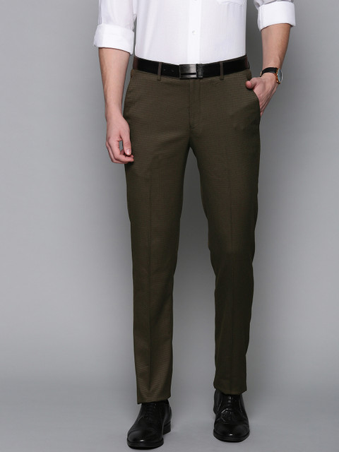 

Louis Philippe Men Brown Slim Fit Self Design Formal Trousers
