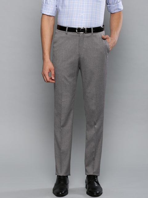 

Louis Philippe Men Grey Slim Fit Self Design Formal Trousers