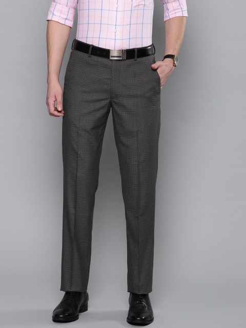 

Louis Philippe Men Charcoal Grey Regular Fit Checked Formal Trousers