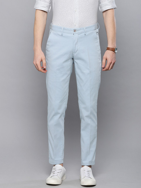 

Louis Philippe Sport Men Blue Comfy Tapered Fit Self Design Smart Casual Trousers