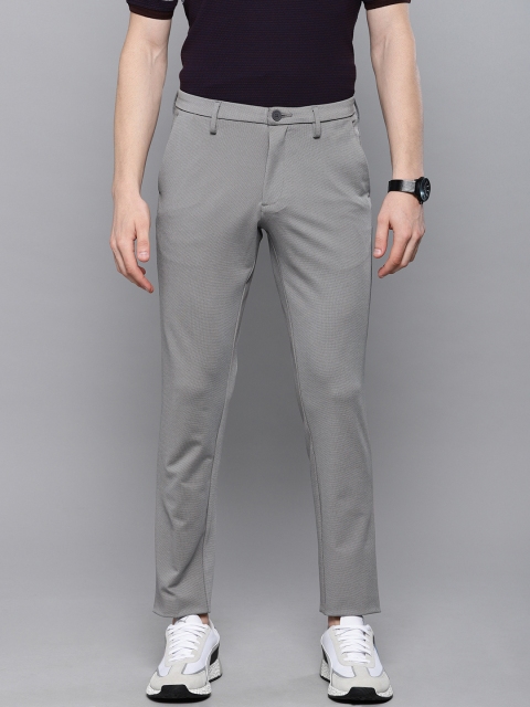 

Louis Philippe Ath.Work Men Grey Comfy Tapered Fit Self Design Knitted Regular Trousers