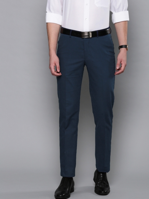 

Louis Philippe Men Navy Blue Slim Fit Solid Formal Trousers