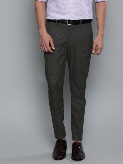 

Louis Philippe Men Charcoal Grey Comfort Tapered Fit Self Checked Regular Trousers