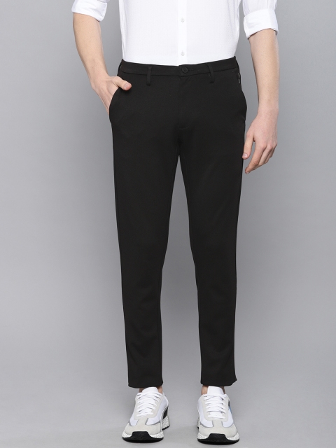 

Louis Philippe Ath.Work Men Black Comfy Tapered Fit Solid Knitted Regular Trousers