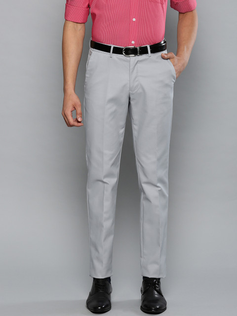 

Louis Philippe Men Grey Slim Fit Solid Formal Trousers