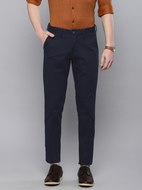 

Louis Philippe Sport Men Navy Blue Comfy Tapered Fit Self Design Regular Trousers