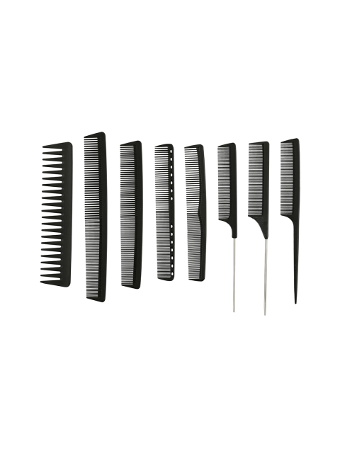 

Rozia Unisex Black Set of 8 Hair Brush and Comb