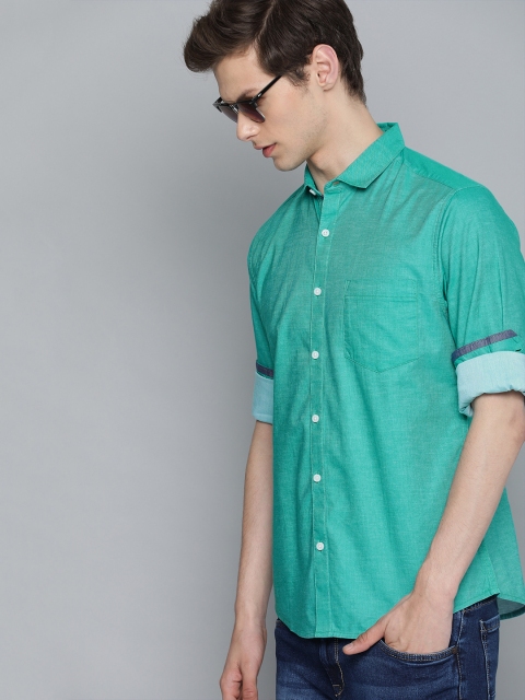 

Harvard Men Green Regular Fit Solid Casual Shirt