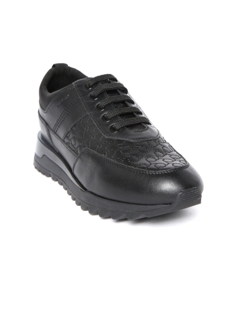 

Geox Women Black Leather Quilted Sneakers
