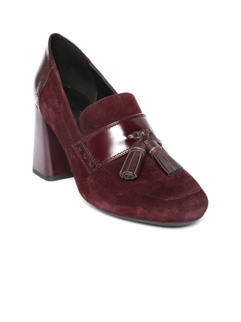 

Geox Women Burgundy Solid Suede Pumps