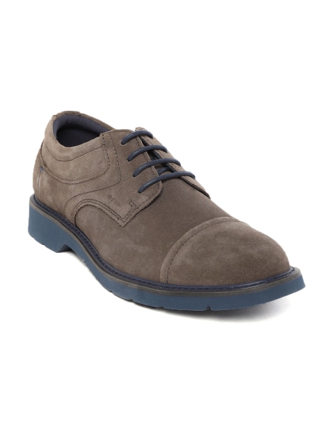 

Geox Men Taupe Suede Solid Derbys