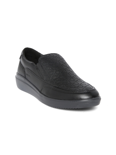 

Geox Women Black Textured Slip-On Sneakers