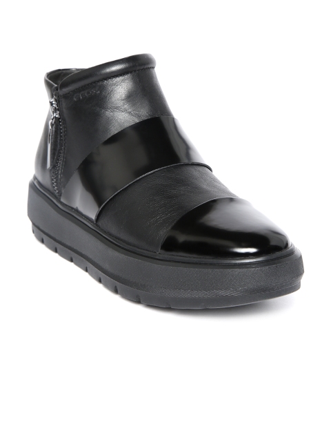 

Geox Women Black Leather Flat Boots