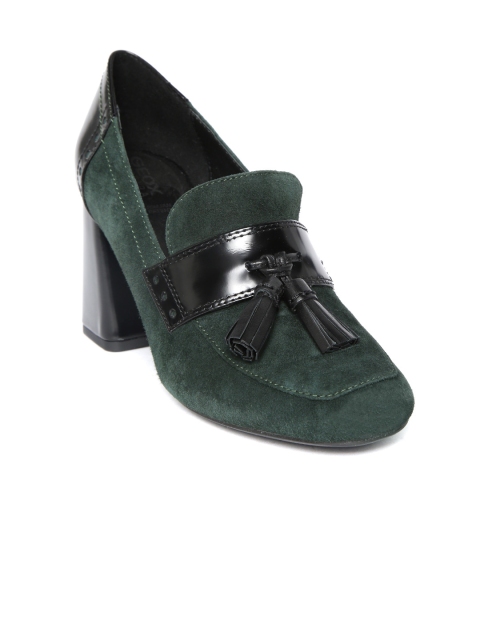 

Geox Women Green Solid Leather Pumps