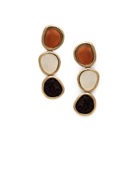 

Foxy Sperks Brown & Gold-Plated Contemporary Studs
