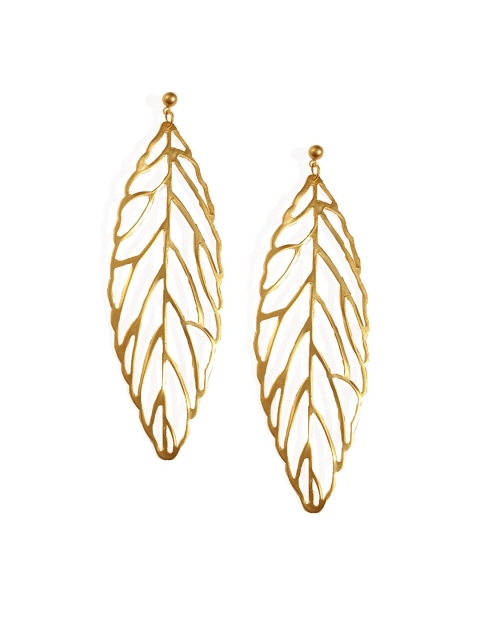 

Foxy Sperks Gold-Toned Leaf Shaped Drop Earrings