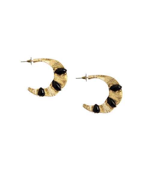 

Foxy Sperks Black & Gold-Toned Crescent Shaped Half Hoop Earrings
