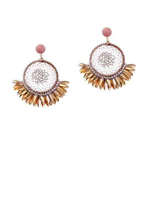 

Foxy Sperks Gold-Toned & Pink Circular Drop Earrings