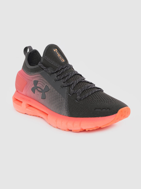 

UNDER ARMOUR Men Grey & Coral Pink Woven Design HOVR Phantom SE Glow Running Shoes, Charcoal