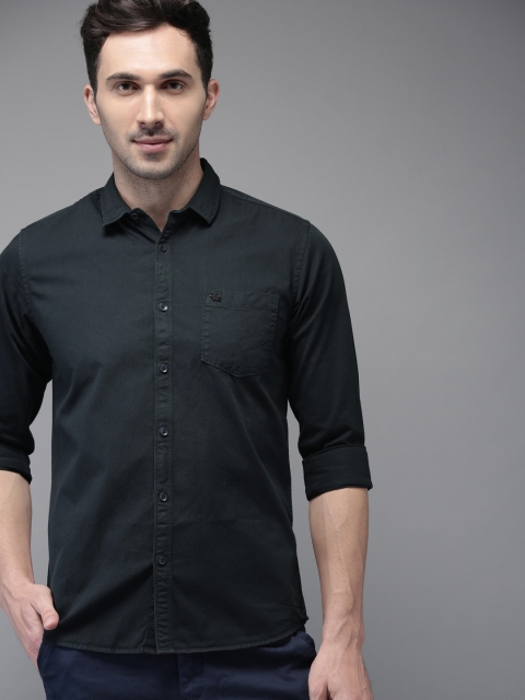 

THE BEAR HOUSE Men Navy Blue Slim Fit Solid Casual Shirt