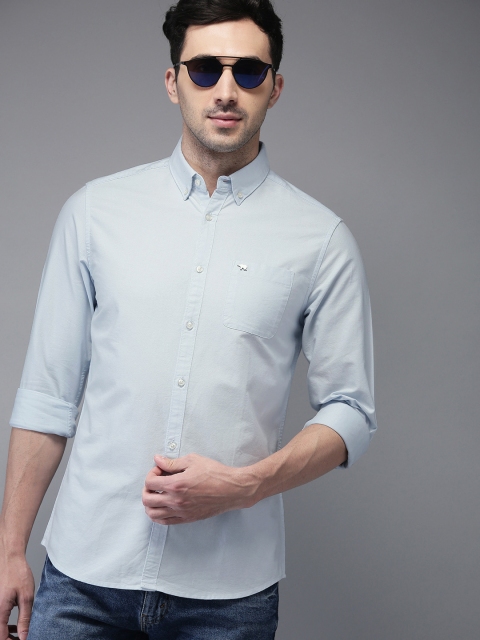 

THE BEAR HOUSE Men Blue Slim Fit Solid Casual Shirt