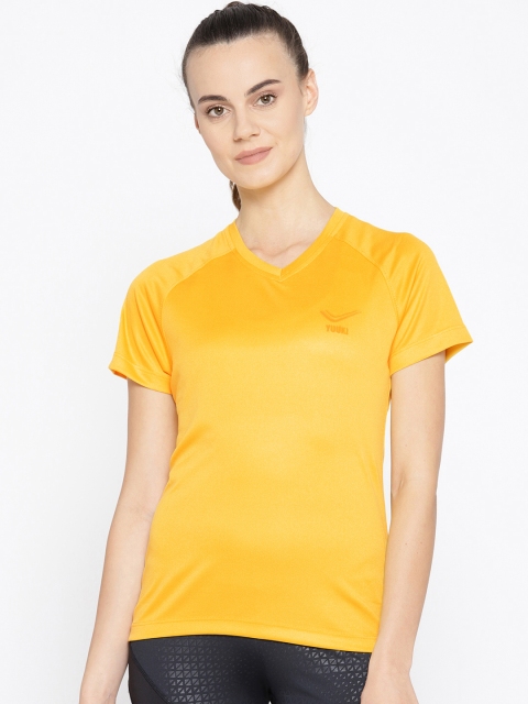 

Yuuki Women Mustard Yellow Solid V-Neck T-shirt