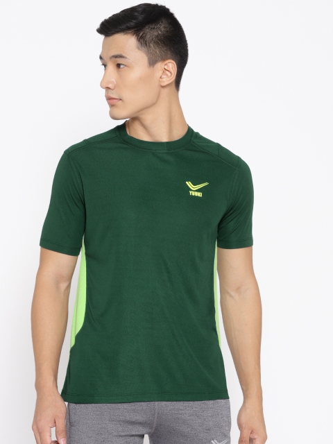 

Yuuki Men Green Slim Fit Solid Round Neck Running T-shirt