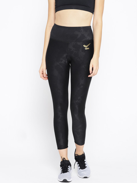 

Yuuki Women Navy Blue Printed Cropped Yoga Tights