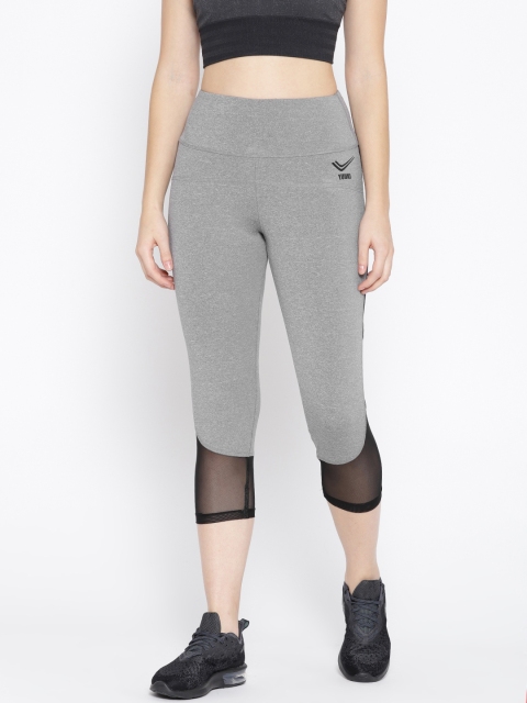 

Yuuki Women Grey Melange Solid Three-Fourth Length Gym Tights