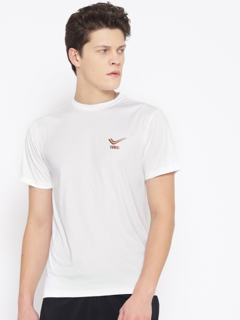 

Yuuki Men Off-White Slim Fit Solid Round Neck Running T-shirt