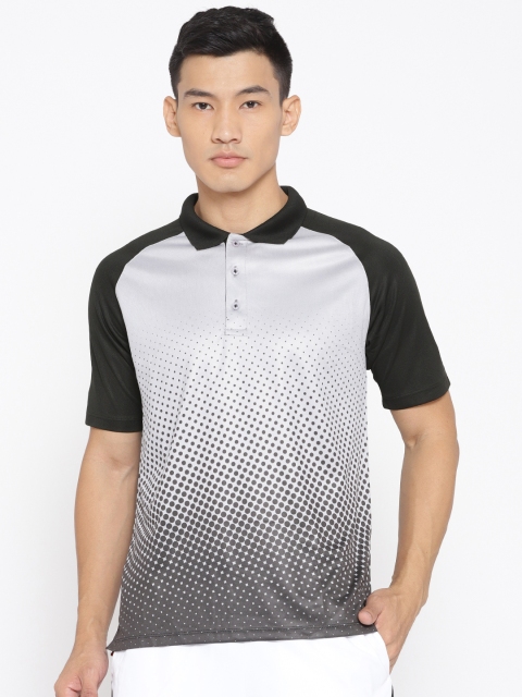 

Yuuki Men Grey & Black Printed Polo T-shirt