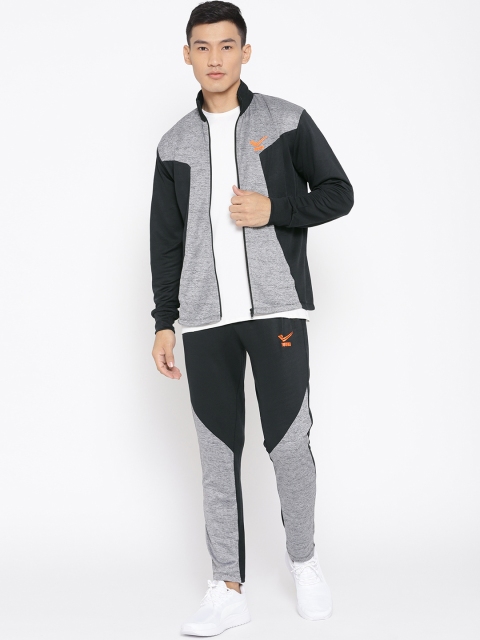 

Yuuki Men Black & Grey Melange Colourblocked Tracksuit