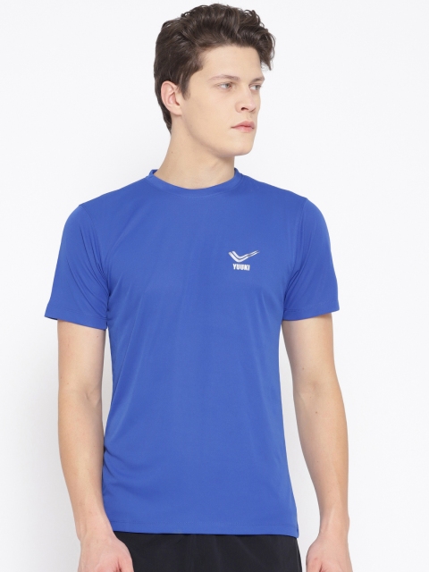 

Yuuki Men Blue Slim Fit Solid Round Neck Running T-shirt