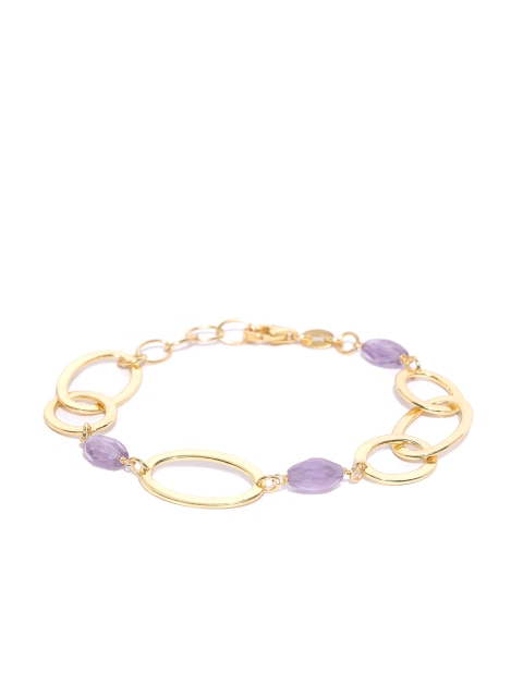 

Carlton London Purple Gold-Plated Beaded Link Bracelet