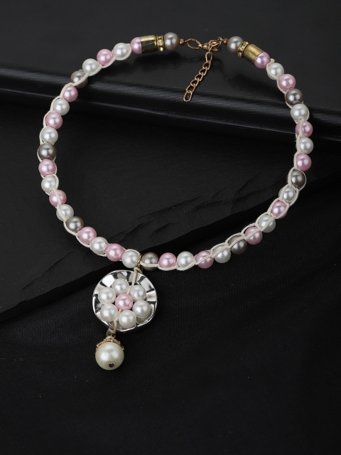 

Carlton London White & Pink Gold-Plated Beaded Necklace