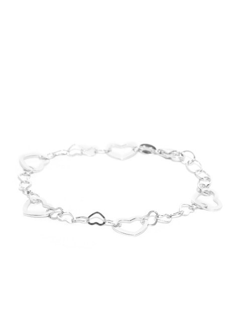

Carlton London Silver-Toned Rhodium-Plated Heart-Shaped Link Bracelet