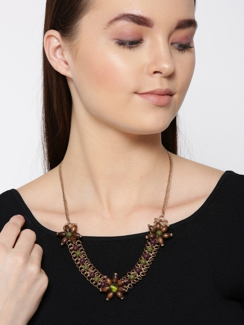 

Carlton London Brown & Green Gold-Plated Beaded Necklace