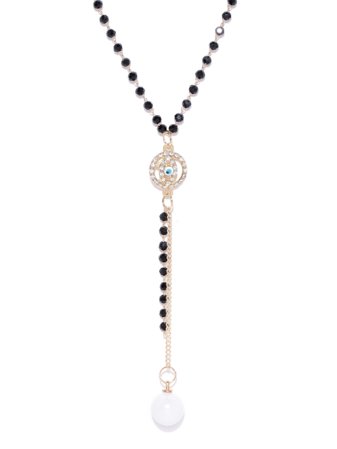 

Carlton London Black Gold-Plated Stone Studded & Beaded Necklace