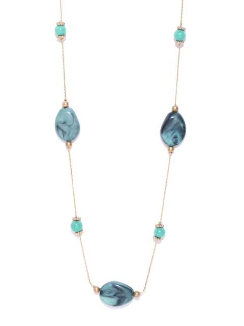 

Carlton London Grey & Sea Green Gold-Plated Beaded Necklace
