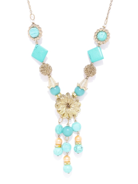 

Carlton London Turquoise Blue Gold-Plated Beaded Statement Necklace