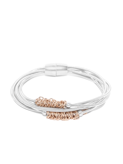 

Carlton London Silver-Toned & Gold-Toned Rhodium-Plated Multistrand Bracelet