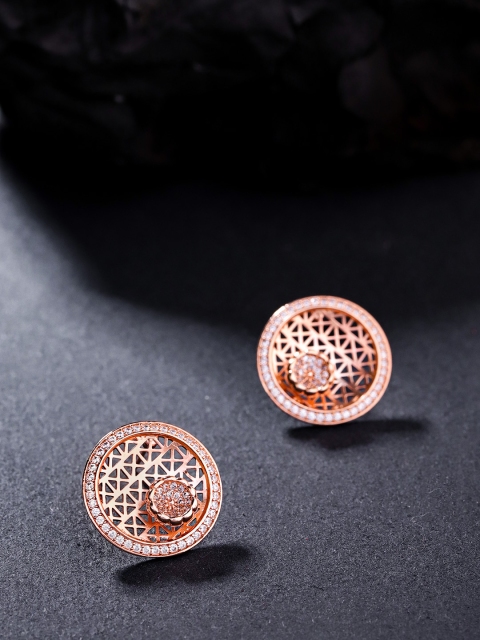 

Carlton London Rose Gold-Plated CZ Studded Circular Oversized Studs